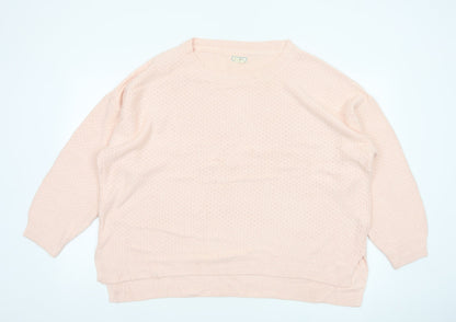 Fat Face Women Pink UK 24 Relaxed Crew Neck Knit Jumper