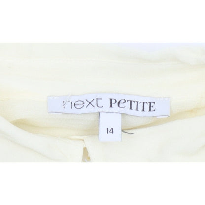 Next Petite Women Yellow Floral Sheer Button-Up Blouse UK 14 Long Sleeve