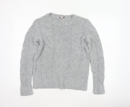 Gap Women Grey M Cable-Knit Wool Blend Crew Neck Jumper