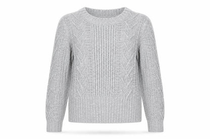 Gap Women Grey M Cable-Knit Wool Blend Crew Neck Jumper