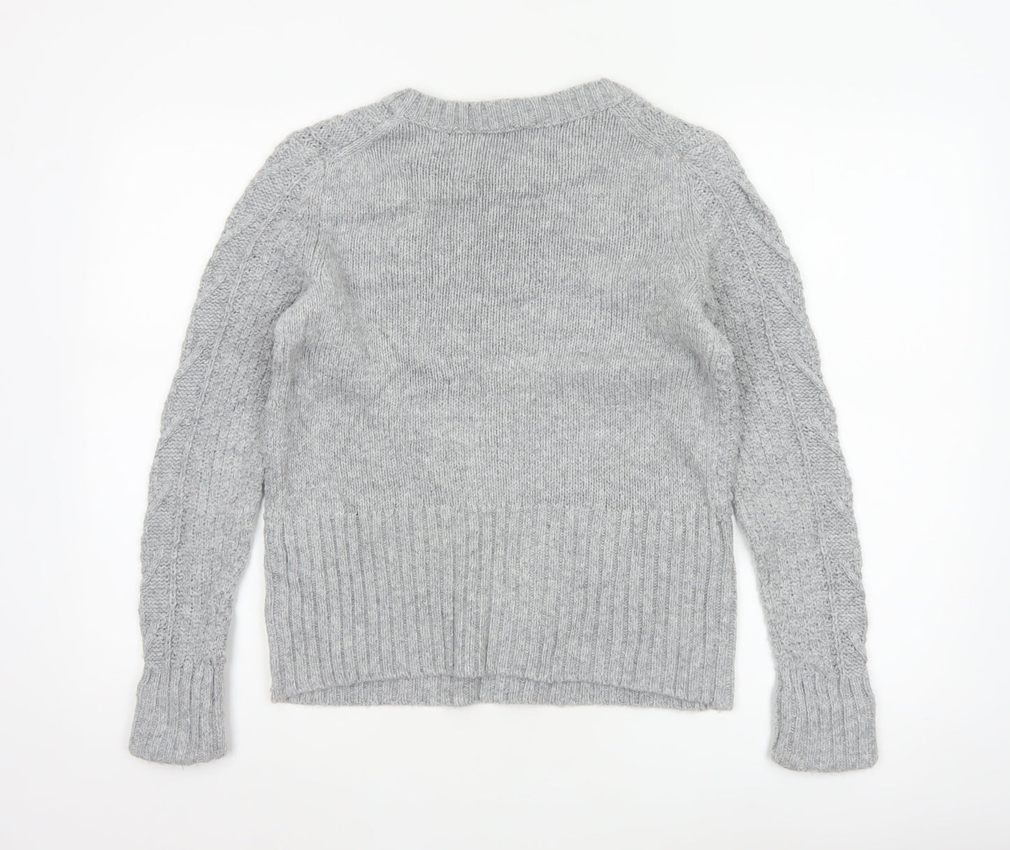 Gap Women Grey M Cable-Knit Wool Blend Crew Neck Jumper