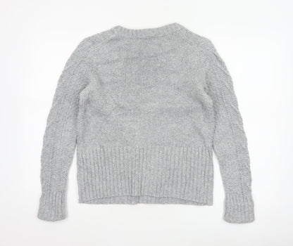 Gap Women Grey M Cable-Knit Wool Blend Crew Neck Jumper