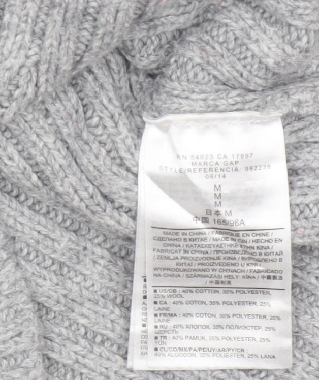 Gap Women Grey M Cable-Knit Wool Blend Crew Neck Jumper