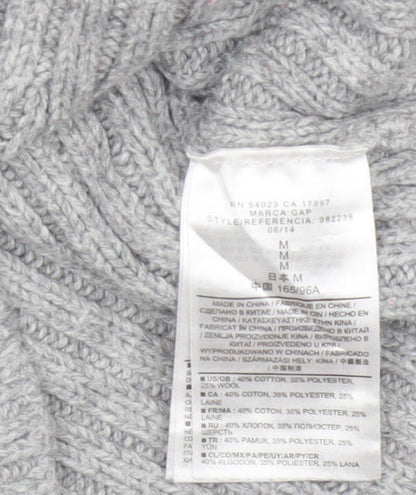 Gap Women Grey M Cable-Knit Wool Blend Crew Neck Jumper