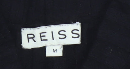 Reiss Women Black M Ribbed Knit Mock Neck Tunic Jumper