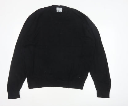 Marks and Spencer Men Black XL V-Neck Regular Fit Pullover Jumper