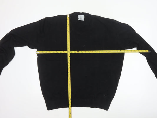 Marks and Spencer Men Black XL V-Neck Regular Fit Pullover Jumper