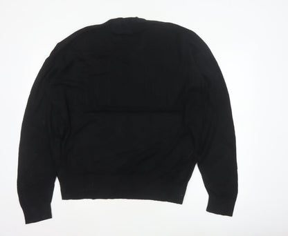 Marks and Spencer Men Black XL V-Neck Regular Fit Pullover Jumper