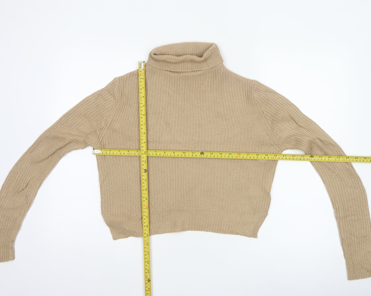 Pink Vanilla Women’s Beige Roll Neck Knit Jumper Size M