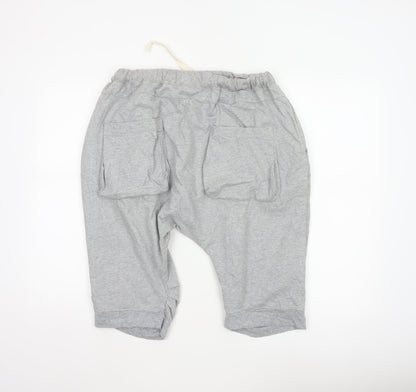 Religion Men's Grey L Sweat Shorts Drawstring Cotton Logo Pockets