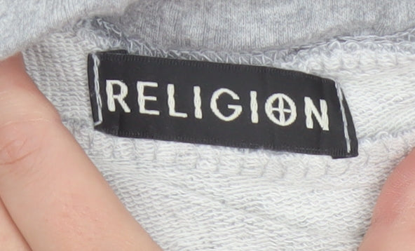 Religion Men's Grey L Sweat Shorts Drawstring Cotton Logo Pockets