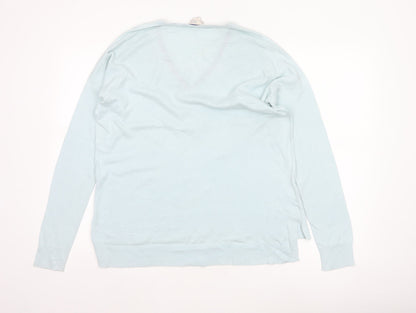 Gap Women’s Blue Silk Blend V-Neck Long Sleeve Knit Jumper Size S