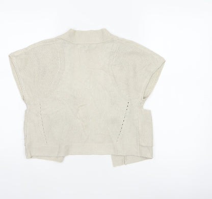 Betty Jackson Black Women Ivory Size 10 Open Knit Cardigan Pockets