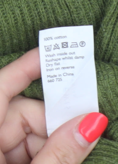 John Lewis Women Green Size 12 V-Neck Open Knit Cardigan