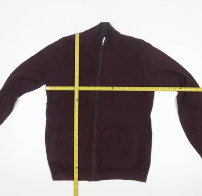 Jeff Banks London Men's Burgundy S Cotton Cashmere Full Zip Jumper