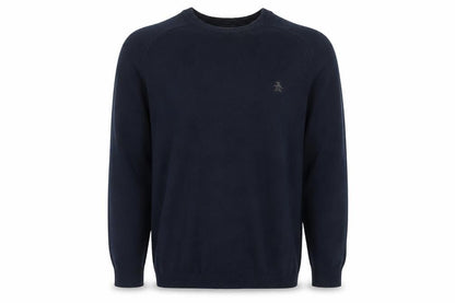 Original Penguin Men’s Blue S Crew Neck Cotton Logo Pullover Jumper