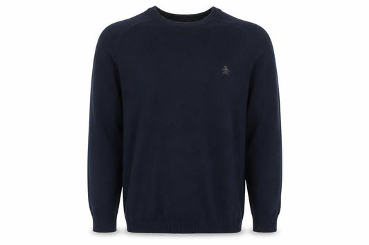 Original Penguin Men’s Blue S Crew Neck Cotton Logo Pullover Jumper