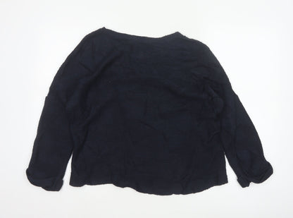 Next Women’s Navy Blue Size 14 Floral Crochet Yoke Knit Jumper