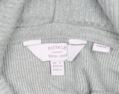 Fat Face Women’s Green UK 8 Hooded Rib Knit Pullover Jumper