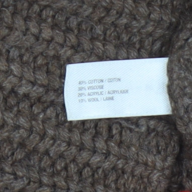 Gap Women Brown M Chunky Cable Knit 1/4 Zip High Neck Jumper