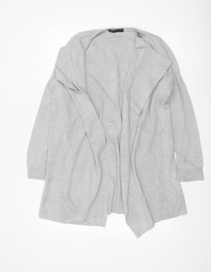 M&S Women Grey Medium Open Front Waterfall Longline Knit Cardigan
