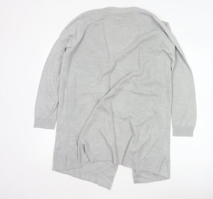 M&S Women Grey Medium Open Front Waterfall Longline Knit Cardigan