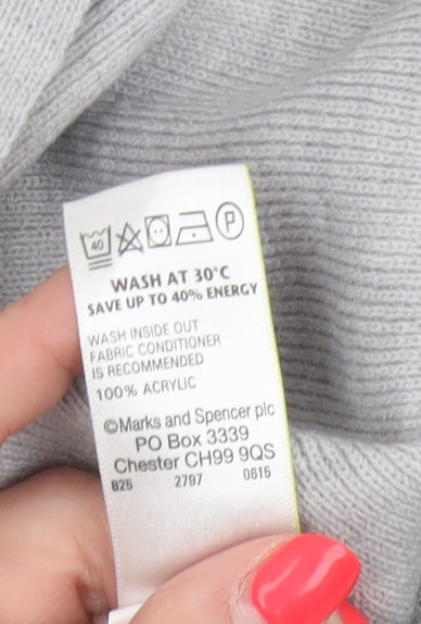 M&S Women Grey Medium Open Front Waterfall Longline Knit Cardigan