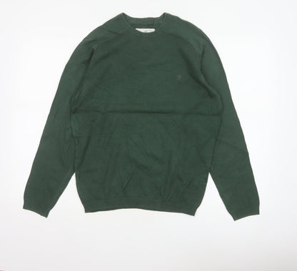 Original Penguin Men’s Green S Crew Neck Cotton Logo Pullover Jumper