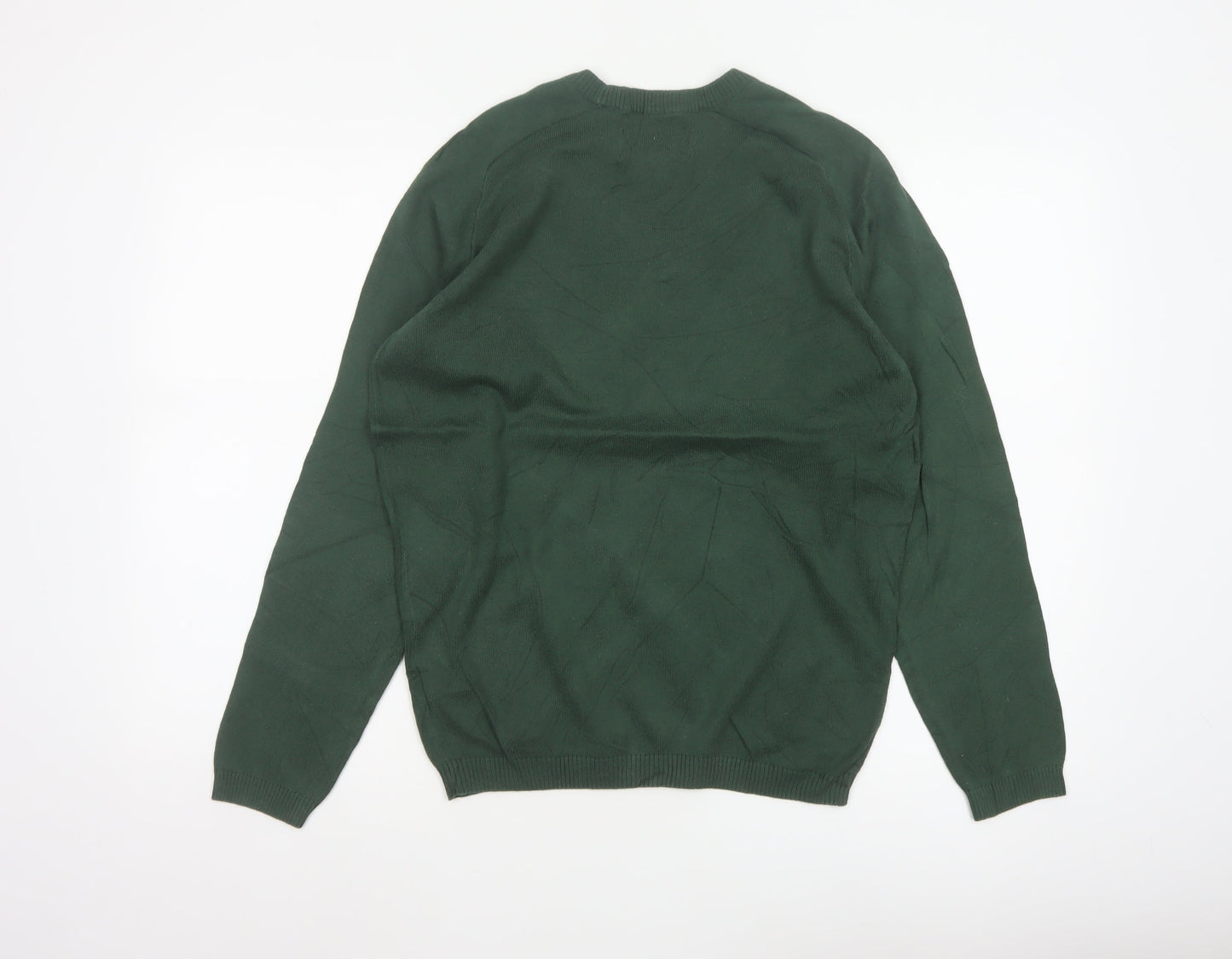 Original Penguin Men’s Green S Crew Neck Cotton Logo Pullover Jumper