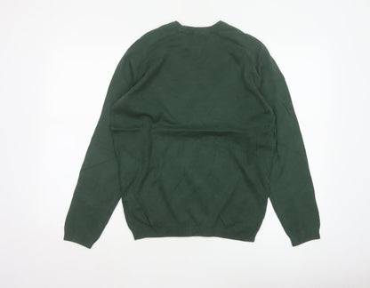 Original Penguin Men’s Green S Crew Neck Cotton Logo Pullover Jumper