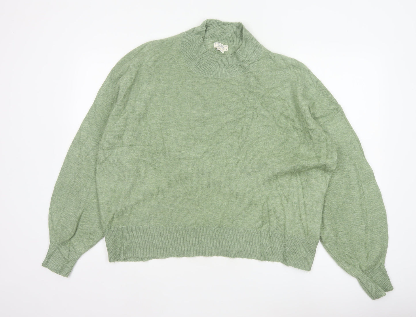 Fat Face Women Green UK 10 High Neck Knit Pullover Jumper Wool Alpaca