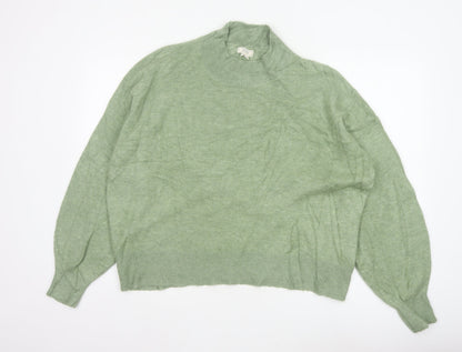 Fat Face Women Green UK 10 High Neck Knit Pullover Jumper Wool Alpaca