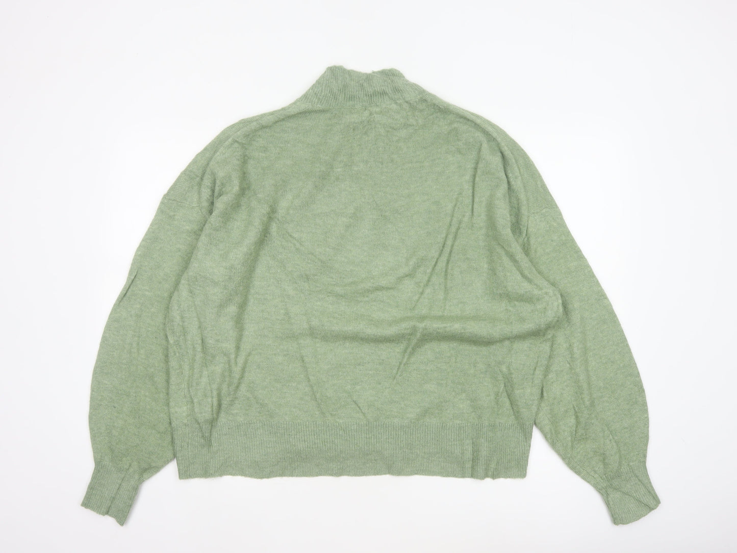 Fat Face Women Green UK 10 High Neck Knit Pullover Jumper Wool Alpaca