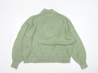 Fat Face Women Green UK 10 High Neck Knit Pullover Jumper Wool Alpaca