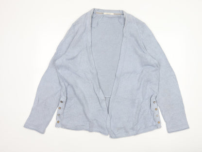 White Stuff Women Blue Size 18 Open Knit Linen Cotton Cardigan