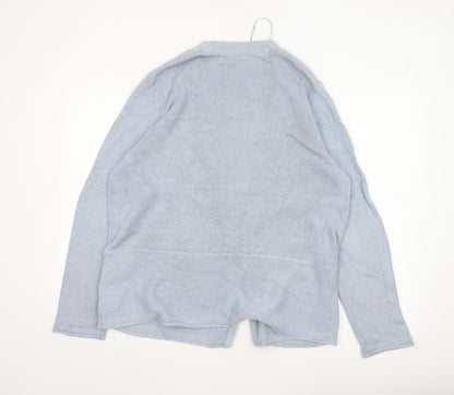 White Stuff Women Blue Size 18 Open Knit Linen Cotton Cardigan