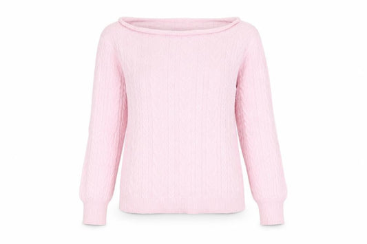 Threadbare Women's Pink UK 10 Cable-Knit Boat Neck Jumper