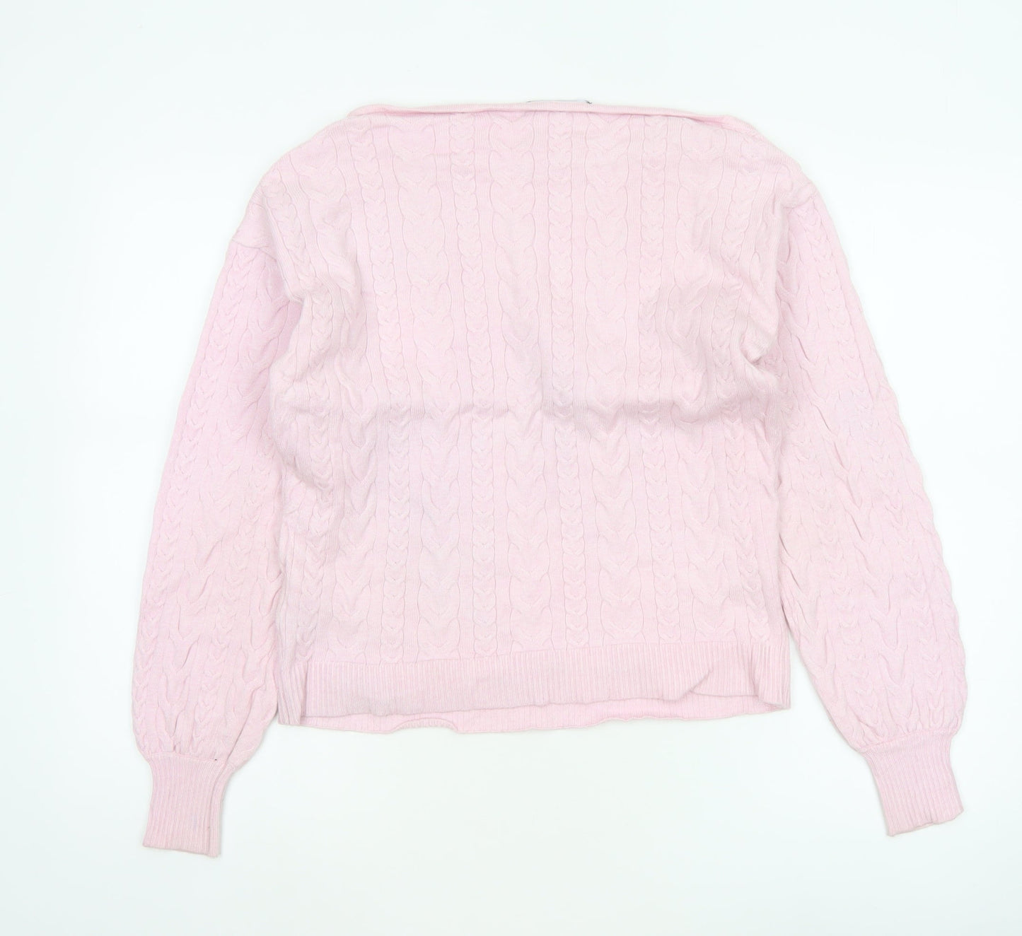Threadbare Women's Pink UK 10 Cable-Knit Boat Neck Jumper