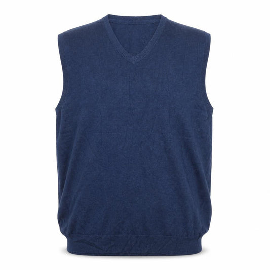 Marks and Spencer Men's Blue XL V-Neck Pure Cotton Knit Vest