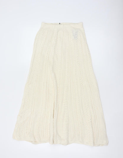 Uniqlo Ines de la Fressange Women Ivory M Cotton Knit Maxi Flare Skirt