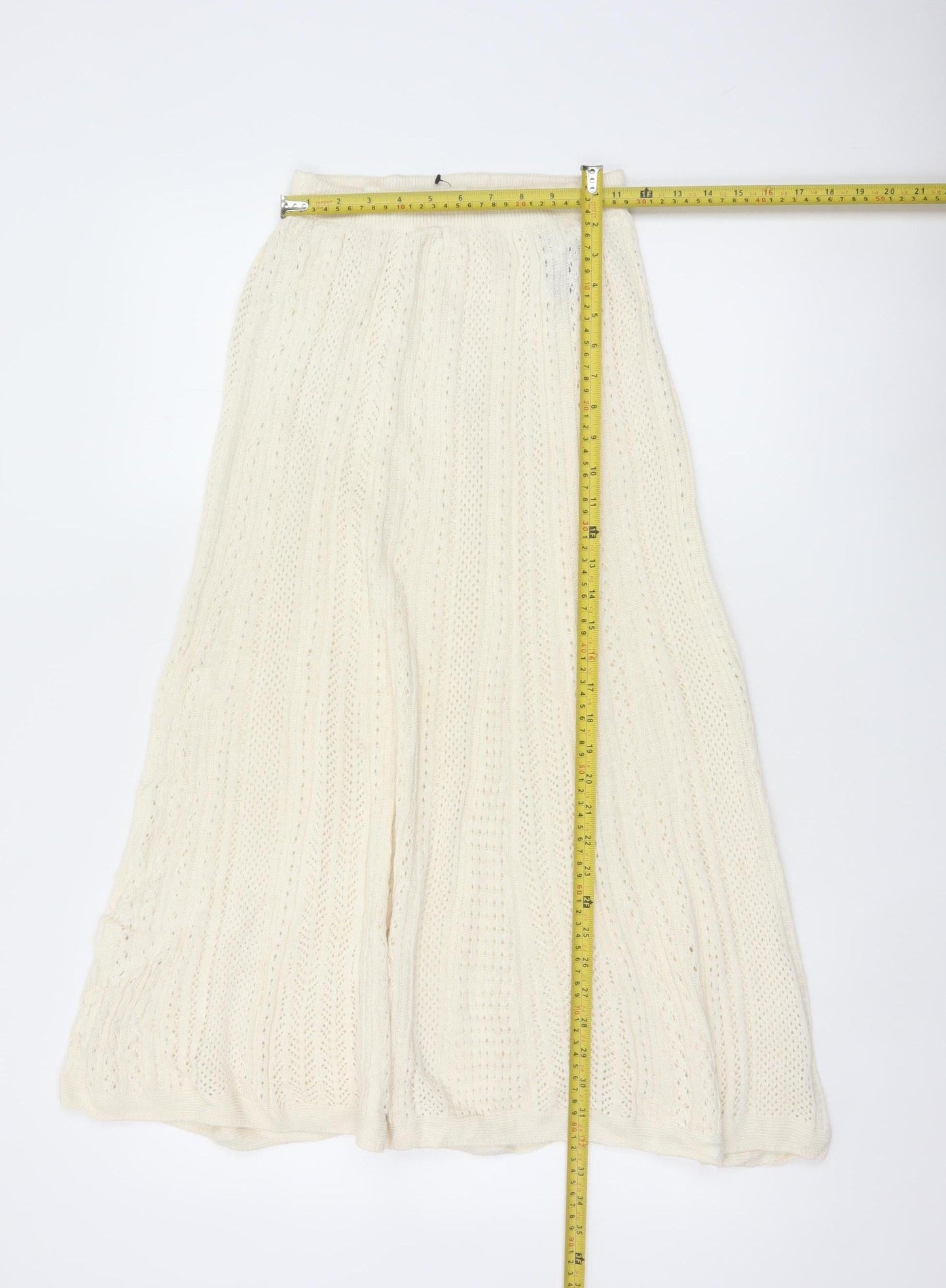 Uniqlo Ines de la Fressange Women Ivory M Cotton Knit Maxi Flare Skirt