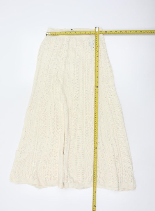 Uniqlo Ines de la Fressange Women Ivory M Cotton Knit Maxi Flare Skirt