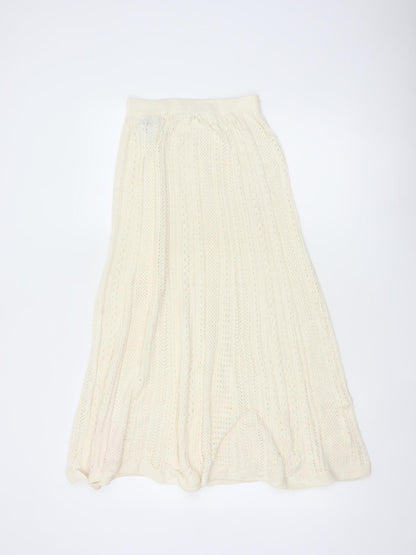 Uniqlo Ines de la Fressange Women Ivory M Cotton Knit Maxi Flare Skirt
