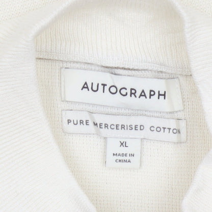 Autograph Men’s Ivory XL Pure Cotton 1/4 Zip High Neck Jumper