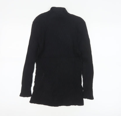 Karen Millen Women Black S Ribbed Roll Neck Slim Knit Jumper