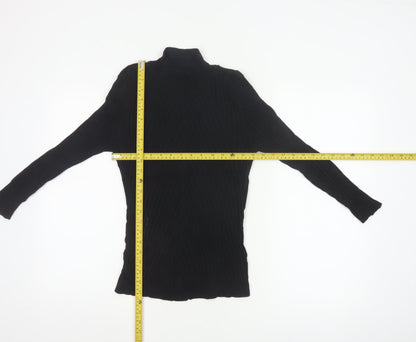 Karen Millen Women Black S Ribbed Roll Neck Slim Knit Jumper