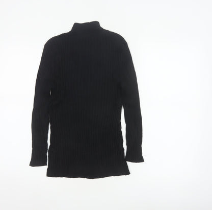 Karen Millen Women Black S Ribbed Roll Neck Slim Knit Jumper