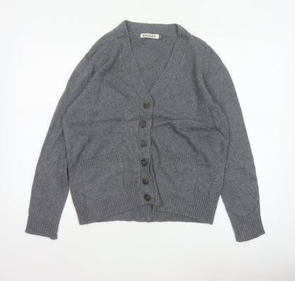 Baukjen Women Grey UK 8 V-Neck Button Cashmere Blend Cardigan
