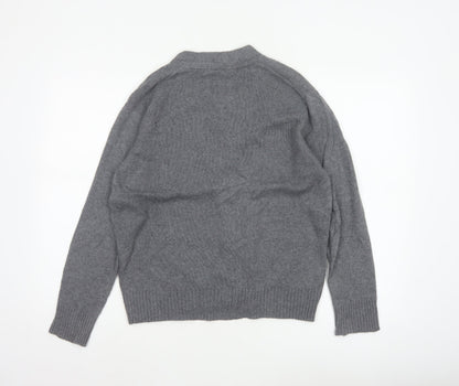 Baukjen Women Grey UK 8 V-Neck Button Cashmere Blend Cardigan