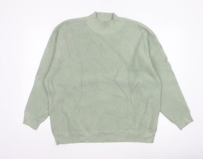 Oliver Bonas Women Green UK 16 Ribbed Mock Neck Relaxed Jumper